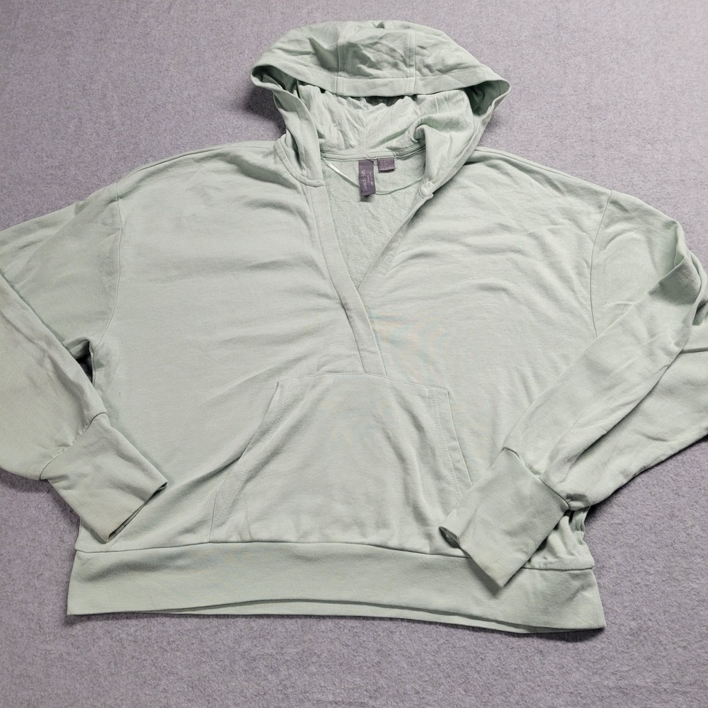 Sweaty Betty After Class Sweatshirt Mint Green V-Neck Hoodie Thumbholes Size‎ 6